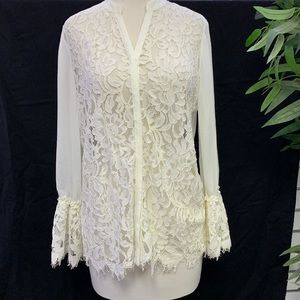 Chico Cream Lace Sheer Top